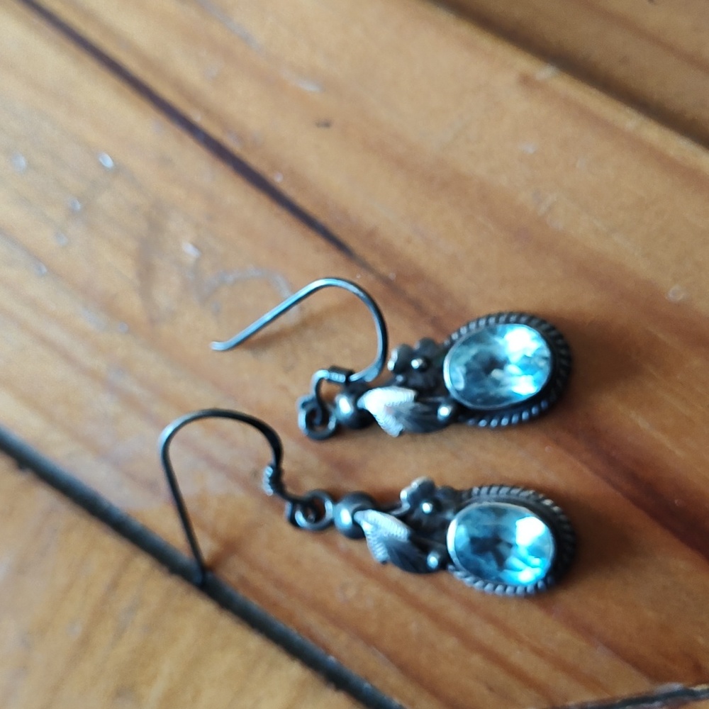 Blue Topaz and silver dangle earrings